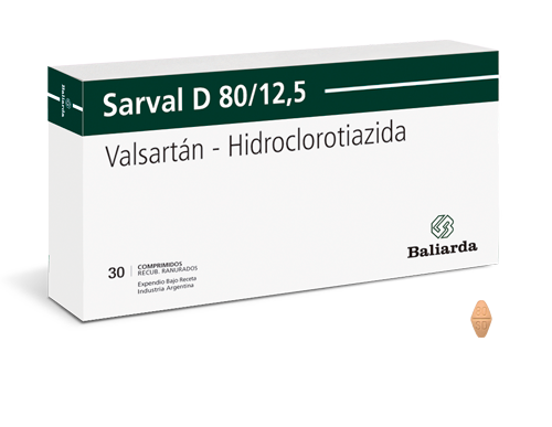 Sarval D_8-12,5_10.png Sarval D Valsartán Hidroclorotiazida Hipertensión arterial Hidroclorotiazida diurético bloqueante cálcico Antihipertensivo vasodilatación Valsartán tensión arterial Sarval D
